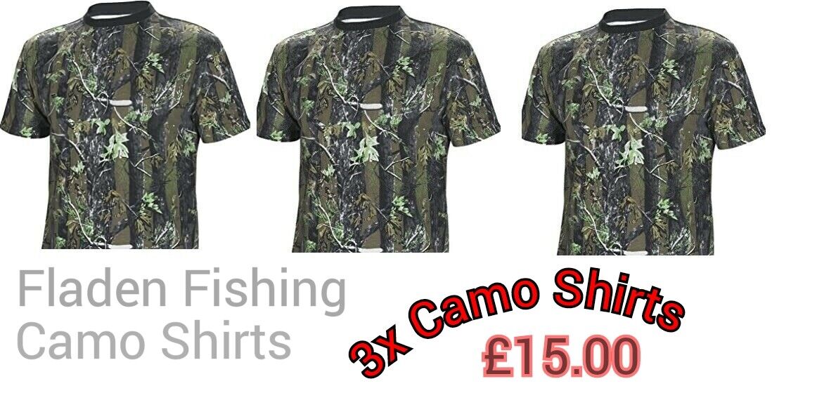 3x XL Fladen Camo T-Shirts - The Angling Centre Ltd